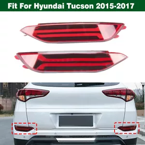 LED Rear Bumper Reflectors Fog Driving Brake Lights For Hyundai Tucson 2015-2017 - Foto 1 di 11