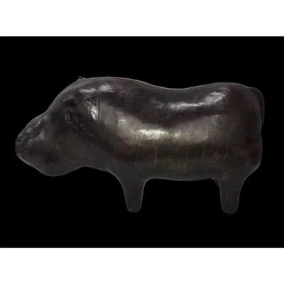 Brown Leather Hippopotamus Footstool from Dimitri Omersa for Abercrombie & Fitch - Image 1 of 4