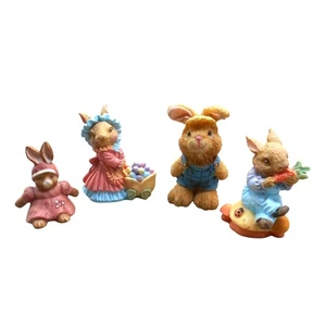 Vintage Osterhase Hase Konvolut 4 Minifiguren Resin Porzellan - Bild 1 von 6