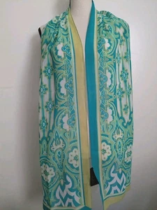 Sciarpa astratta multicolore vintage Bob Mackie indossabile arte seta 70”X 13” oblunga - Foto 1 di 5