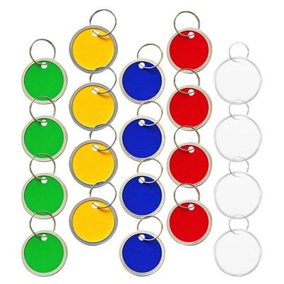  100 Pcs Tag Key Ring Chain with Label Labels Tags Aluminum Round Blank - Image 1 of 4