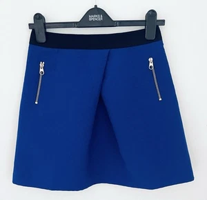 Ted Baker Royal Blue Mini Skirt with Silver Zips - Size 1 - Perfect Condition - Picture 1 of 9