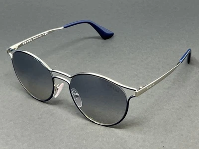 Gafas de sol unisex Prada PR62S-TFM5R0 azul marino sobre plata 53 mm redondas de metal Italia Foto 1 de 4