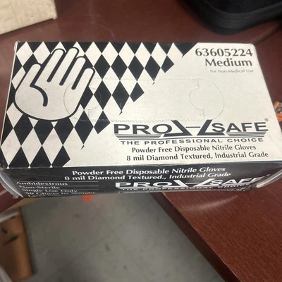  Guantes de nitrilo finos desechables sin polvo ProSafe a granel medianos  Foto 1 de 2