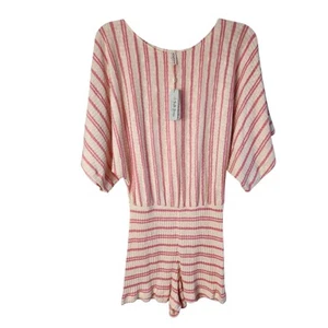 Luli Fama Champagner Pop Schulter Strampler Strand Resort Rose Größe LARGE Neu mit Etikett - Bild 1 von 19