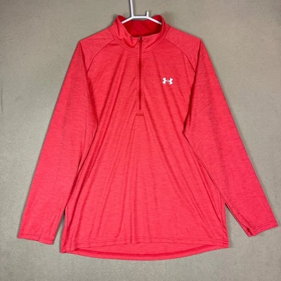 Under Armour Womens Red Loose 1/4 Zip Pullover Top XXL Athletic Long Sleeve - Image 1 of 4