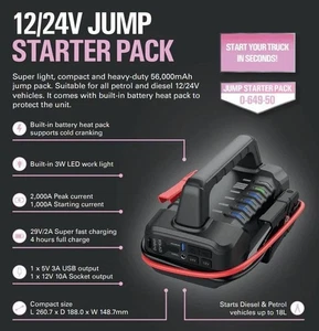 DURITE 12/24V JUMP PACK STARTER PACK HEAVY DUTY CAR VAN HEAVY PLANT 56.000AH - Bild 1 von 9