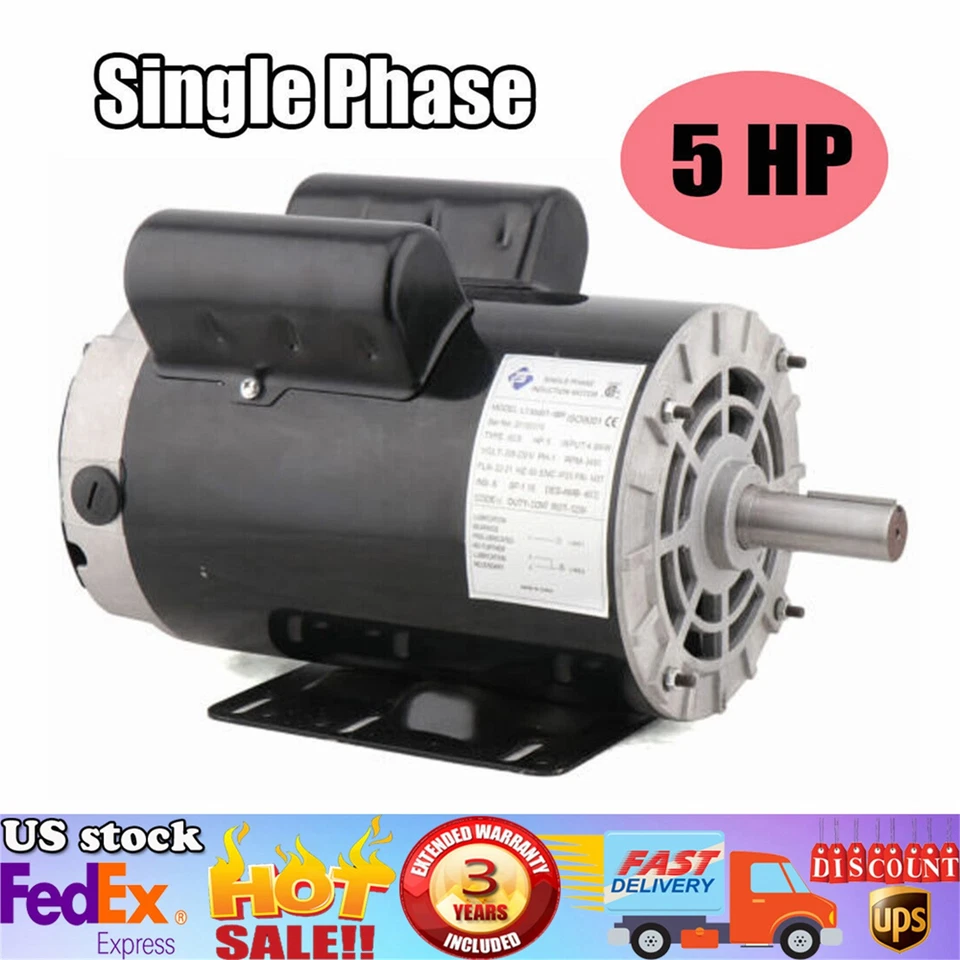 5 HP 3450 RPM Air Compressor 60 Hz Electric Motor 208-230 V Century 7/8'' Shaft - Image 1 of 4