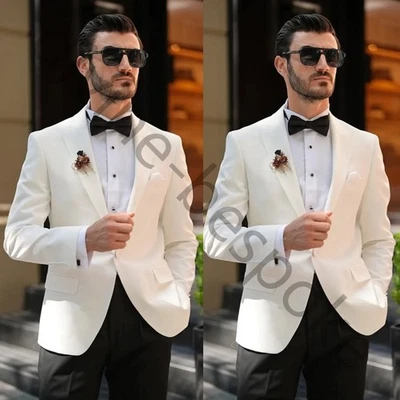 Marfil Trajes Para Hombre Pico Solapa Formal Negocios Boda Novio Esmoquin Abrigo Pantalones Foto 1 de 4