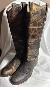 Frye Melissa Button Riding Women's Size 8 B Boots 77164 Brown Distressed Leather - Picture 1 of 8