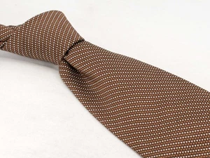 Corbata de seda Paul Fredrick marrón micro cuadros para hombre diseñador EE. UU. - Imagen 1 de 5