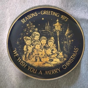 We Wish You A Merry Christmas Plate Limited Edition 1973 Cobalt 24k Gold - Picture 1 of 7