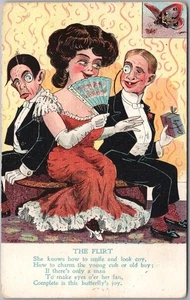 c1910s Vinegar Valentine Comic Postcard "THE FLIRT" Illustrated PC Co. UNBENUTZT - Bild 1 von 2