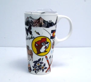 BUC-EE'S Colorado Ceramic Travel Mug State Flag Mountains Skis Wildlife READ - Picture 1 of 8