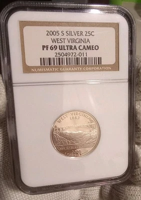 2005 S Silver State Quarter NGC PF 69 Ultra Cameo West Virginia - Image 1 of 3