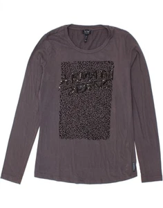 ARMANI Womens Graphic Top Long Sleeve UK 14 Large Grey CQ29 - Picture 1 of 3