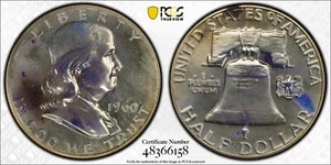 1960 TONED Franklin Half Dollar Proof PCGS PR66 PF 66 Toning 50C Coin - Picture 1 of 5