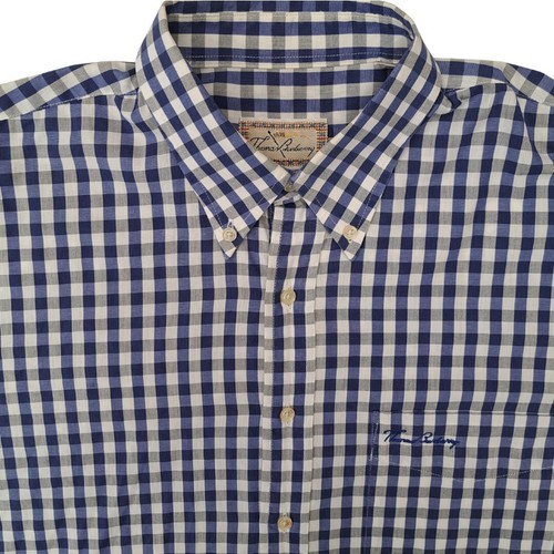 Camicia Thomas Burberry da uomo 15 5 L blu grigio e bianco a scacchi Gingham