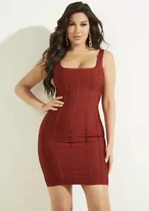 Abito fasciato Marciano By Guess VELA nuovo con etichette bodycon party elasticizzato rosso scuro jam taglia S - Foto 1 di 14