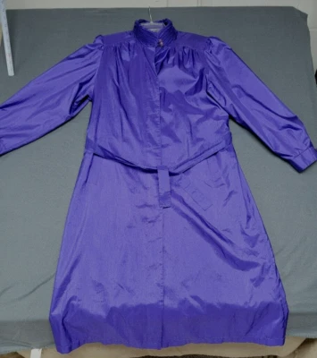 VINTAGE~FORECASTER of BOSTON  80's Trench Rain Coat DARK PURPLE Women's 13/14 - Image 1 of 4