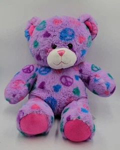 Build A Bear Plush Teddy Peace Sign 14" Stuffed Animal Purple - Picture 1 of 7