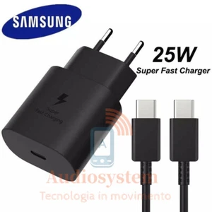 CARICABATTERIE SAMSUNG ORIGINALE 25W 3A EP-TA800 +CAVO USB TYPE C /TYPE C NERO - Foto 1 di 2