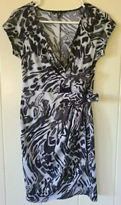 TIANA B. Womens Petite Animal Print Dress Faux Wrap w Tie Side Sz PXS - Picture 1 of 7