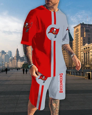 Tampa Bay Buccaneers Mens T-Shirts Short Outfit Casual Short Sleeve Beach Shorts Cover