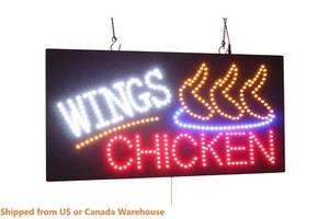 Wings Chicken Sign Neon Sign LED Open Sign Store Sign Business Sign Window Sign - Picture 1 of 8