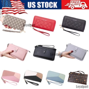 Portafoglio donna pelle pochette moda lungo porta carte telefono borsetta borsetta - Foto 1 di 44