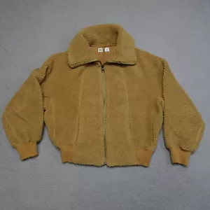Uniqlo U Sherpa Jacket Mens Size L Fleece Brown Full Zip - Picture 1 of 9