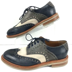 Zapatos de cuero con punta de ala azul y gris para hombre Botti 1913 talla 11 como nuevos 1343 - Imagen 1 de 9