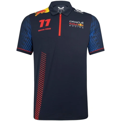 Red Bull Racing F1 Men's 2023 Sergio "Checo" Perez Team Polo Shirt- Navy Cover