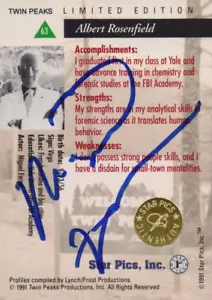 1991 Star Pics Inc. Twin Peaks Miguel Ferrer (Albert Rosenfield) Autogrammkarte - Bild 1 von 3