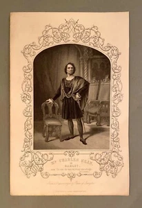Antique Unframed Print circa 1850-51 - Charles Kean as Hamlet - English Actor - Picture 1 of 5