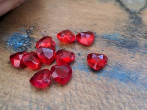 ♡Nr. G55 - 12 Stück alte Glassteine rote Herzen 10 mm♡ - Bild 1 von 1