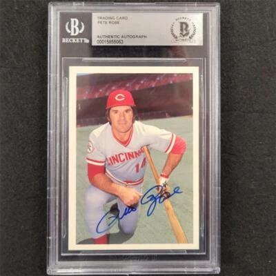 Pete Rose signed 1985 Cincinnati Reds Baseball Trading Card slab auto BAS - Image 1 of 2