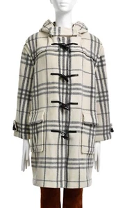 Abrigo de Lona Vintage BURBERRY Para Mujer Beige Nova Check Lana Chaqueta con Capucha Talla 12 - Imagen 1 de 16