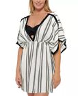 Dotti BLACK/WHITE Newport Stripes Petal Sleeve Cover-up Dress, US Medium