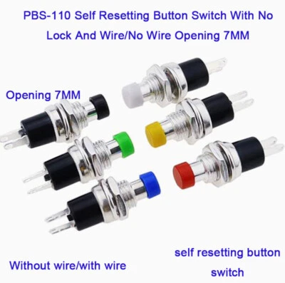 PBS-110 Self Resetting Button Switch With No Lock And Wire/No Wire Opening 7MM - Image 1 of 4