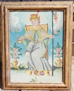 ANTIQUE 19th C Spanish Colonial MEXICAN FOLK ART Oil Tin RETABLO PAINTING Atocha - Picture 1 of 14