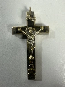 Vintage Religioso Madera Ébano Rosario Sunburst Jesús Crucifijo Colgante - Imagen 1 de 11