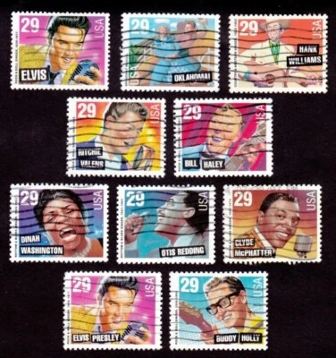 #2721-2730 LEGENDS OF AMERICAN MUSIC   29¢ USED SE-TENANT STAMPS ~ FREE SHIPPING - Image 1 of 2