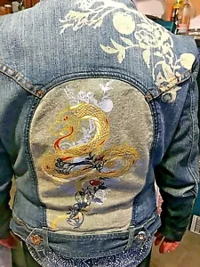 Apple Bottoms Jean Jacket KIDS SIZE Large Cotton and Spandex Zipper Front - Picture 1 of 12