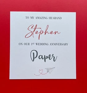 Tarjeta de aniversario de boda personalizada de 1er papel - para marido - esposa - pareja - Imagen 1 de 3