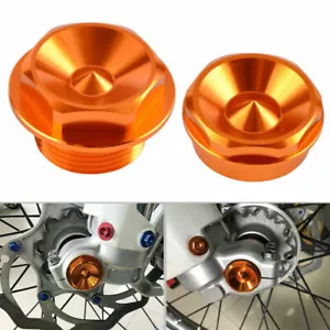 fit KTM 690 Supermoto 2007-2011 FRONT AXLE WHEEL BOLT SCREW KIT DUST CAPS ORANGE - Picture 1 of 11
