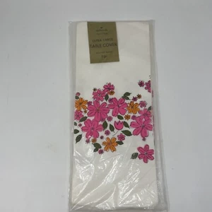 Hallmark Plans-a-party Extra Large Table Cover 60x102 Inches Pink Floral Vintage - Picture 1 of 5