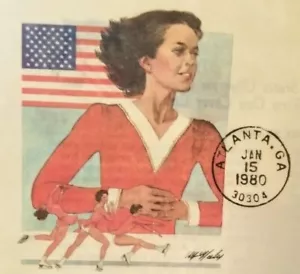 1980 USA Olympics Figure Skating Postcard w/Stamp 1st Day Issue Vintage - Picture 1 of 4