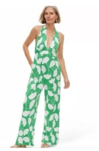 Diane Von Furstenberg + Target Halter Ginkgo Green Jumpsuit One-Piece SZ Various - Picture 1 of 8