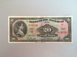 20 PESO MEXICO BANKNOTE 1959 CORREGIDORA SERIE IR 48 - Picture 1 of 2